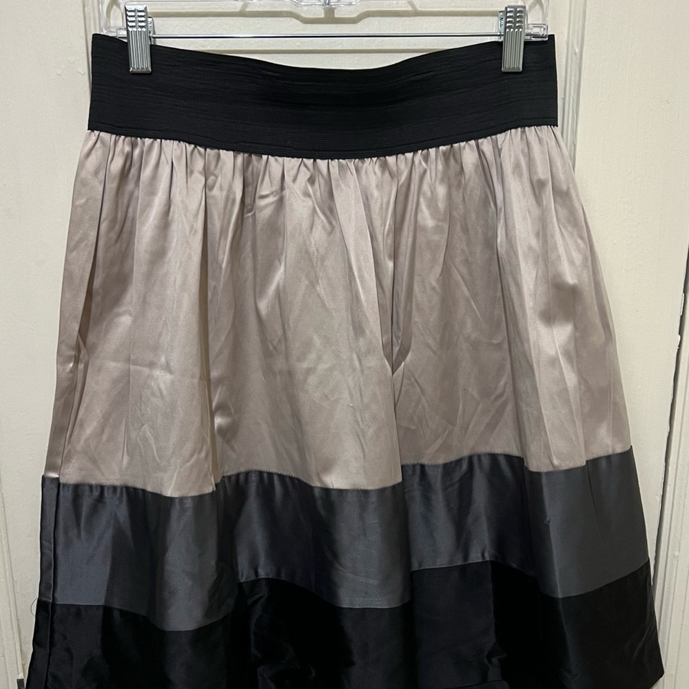 Ashley Stewart Women's A-Line Colorblock Skirt in Black and Gray